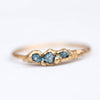Triple Raw Blue Diamond Gold Ring