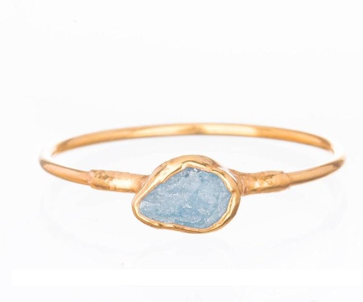 Dainty Raw Aquamarine Gold Ring