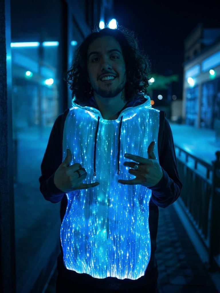 Light Up Hoodie for Men Burning Man Clothing LED EDM CyberPunk