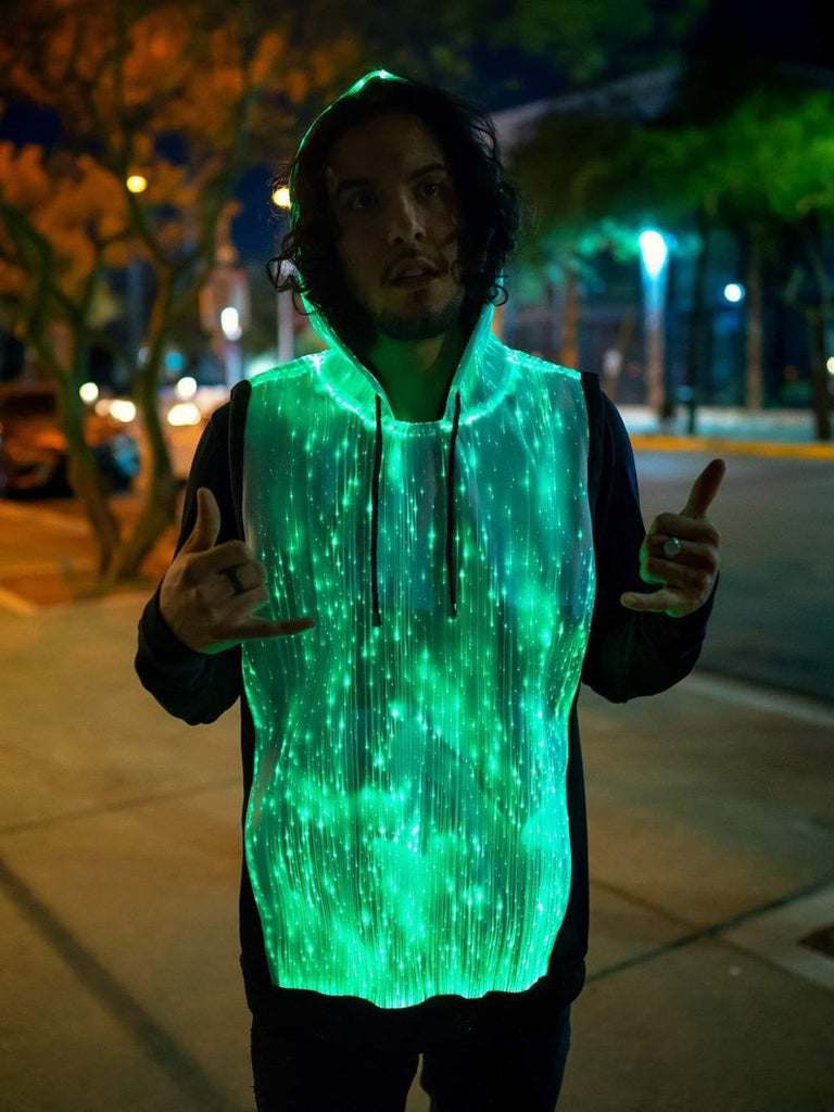Light Up Hoodie for Men Burning Man Clothing LED EDM CyberPunk