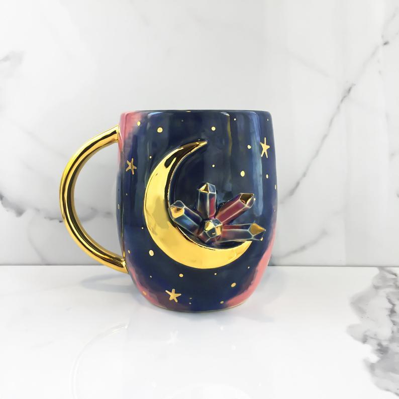 Crystal Mug - Lunar Galaxy Crystal Mug With 22k Gold