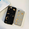 Gold moon stars planet glitter soft phone case