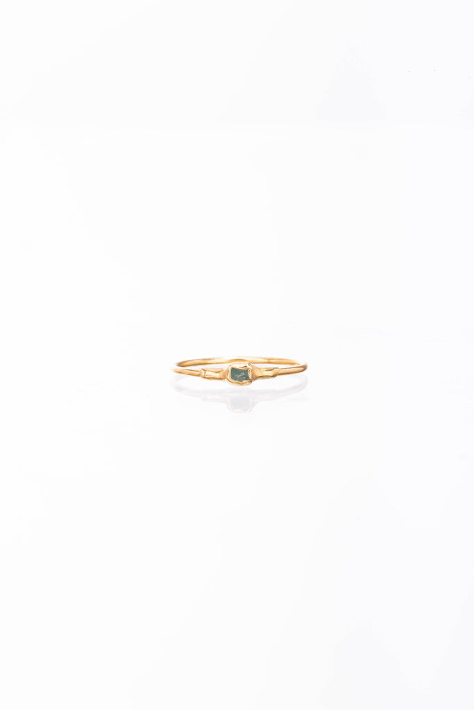 Dainty Raw Emerald Ring